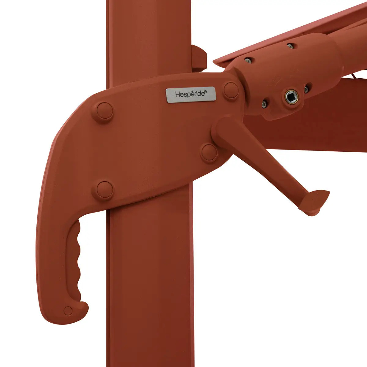 Parasol déporté rectangulaire inclinable Melhia 4x3 m acajou/lin