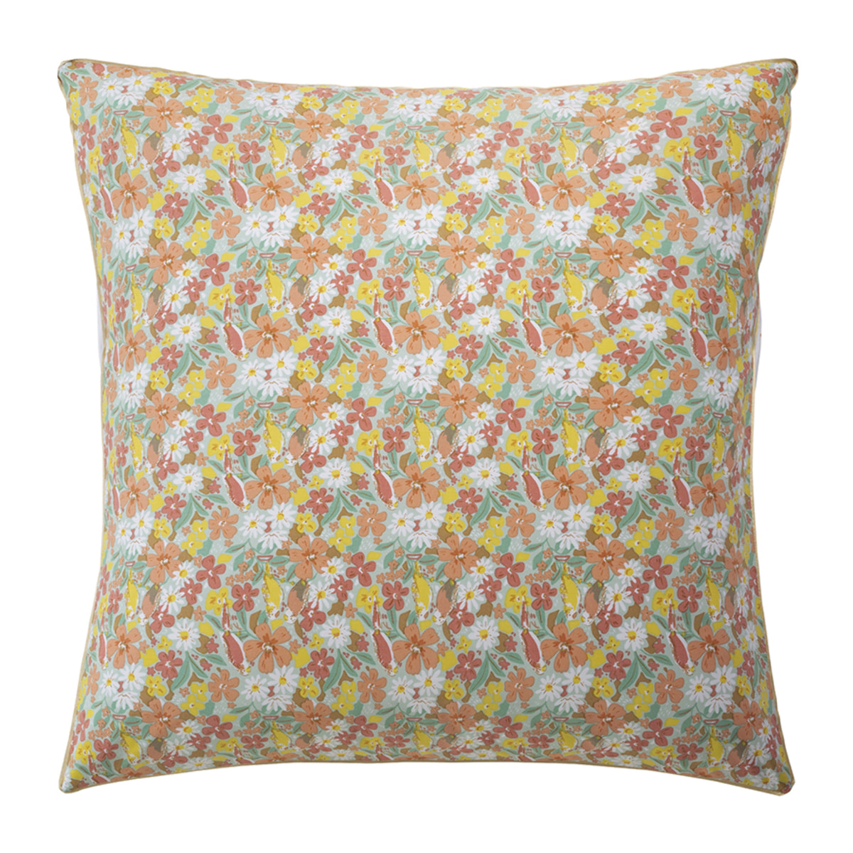 Taie d'oreiller imprimée en percale de coton, LOVE BIRDS, Multicolore