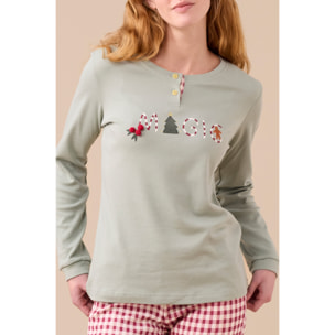 Pigiama donna caldo cotone articolo vichy natale Noidinotte