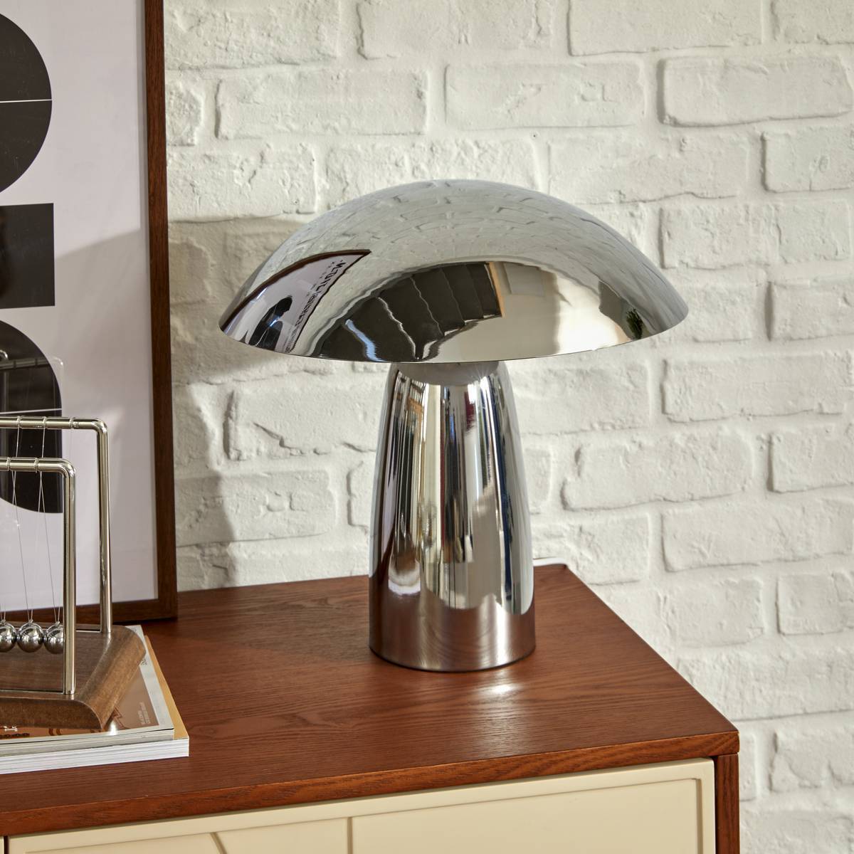 Lampe champignon secteur Omia argent H34cm