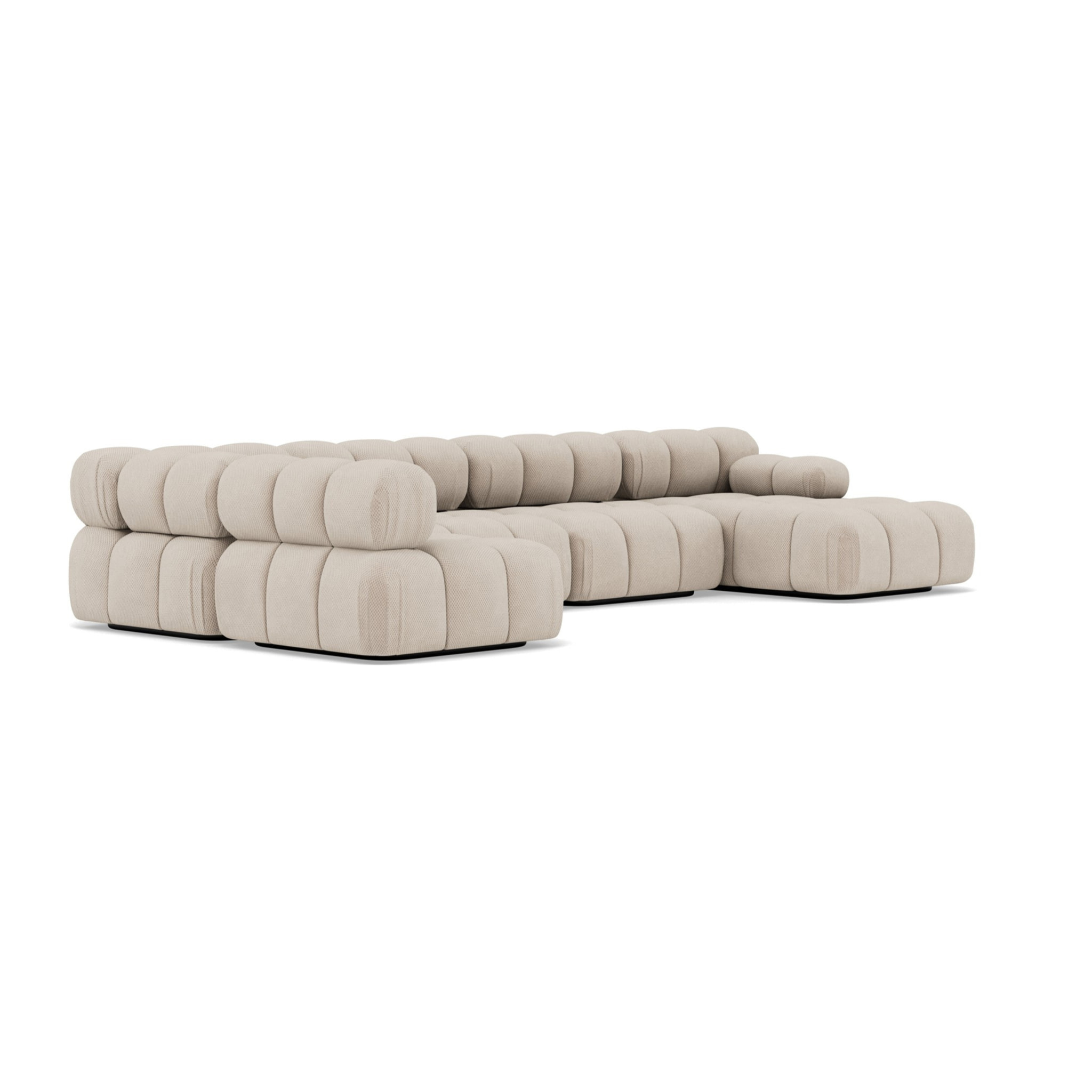 Ruby - canapé panoramique modulable d'angle gauche 7 places en velours texturé - Beige