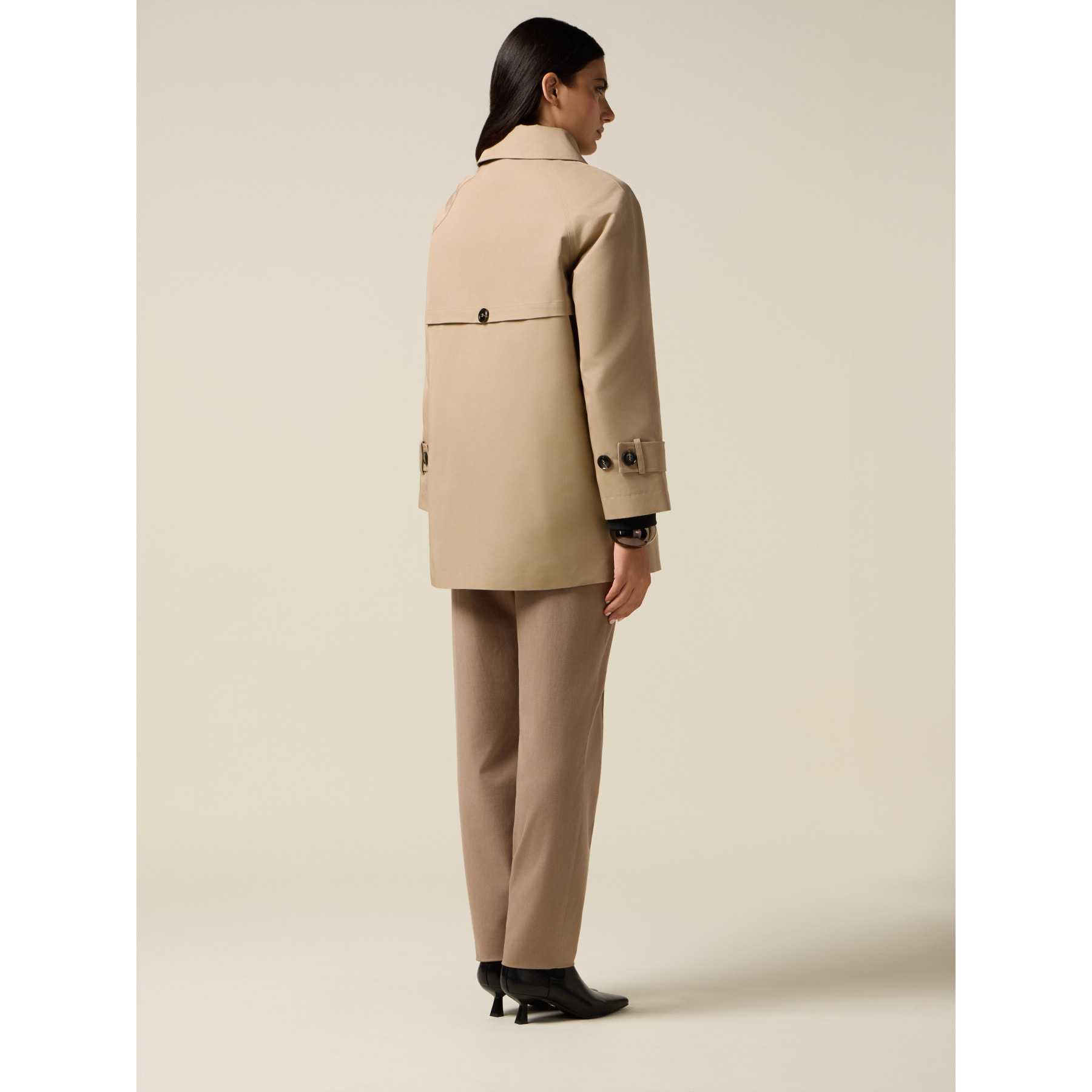 Oltre - Gabardina cruzada midi de mezcla de algodón - Beige