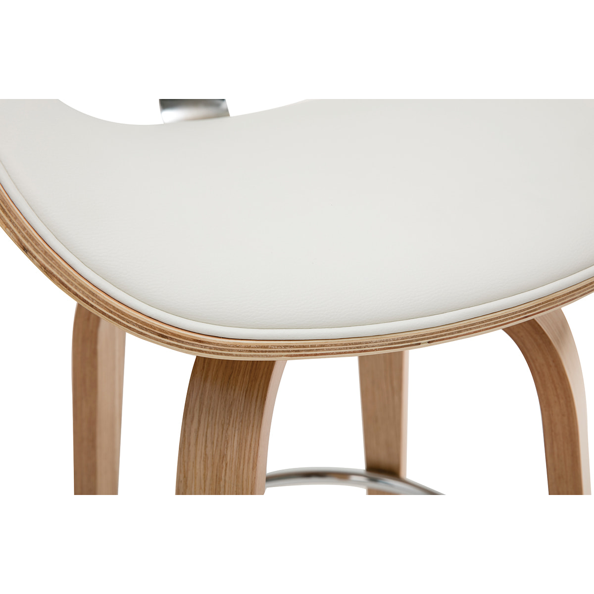 Tabouret de bar pivotant blanc et bois clair 65 cm pivotant 360° WALNUT
