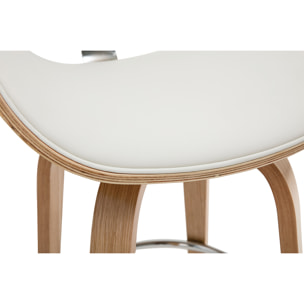 Tabouret de bar pivotant blanc et bois clair 65 cm pivotant 360° WALNUT