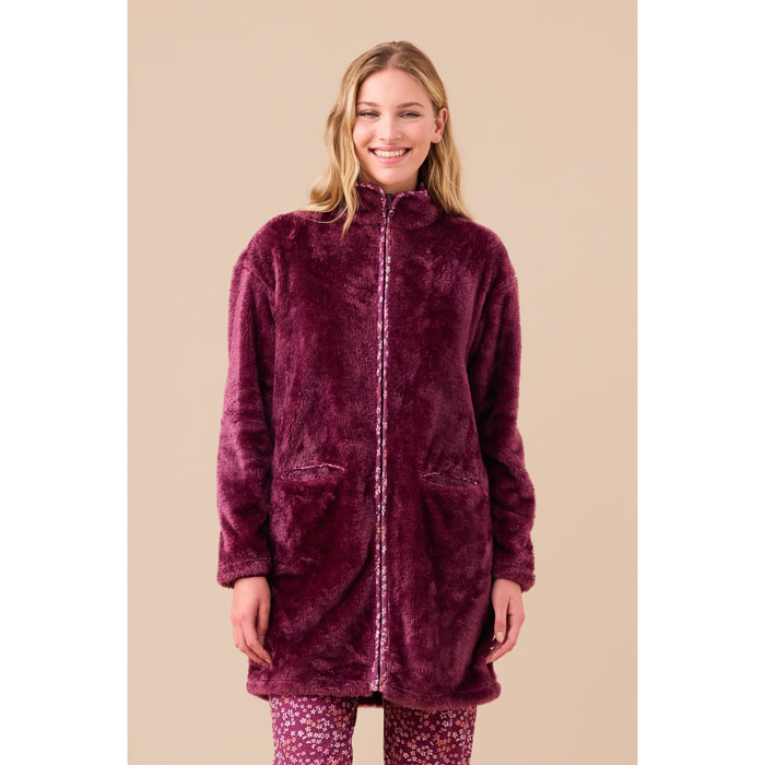 Vestaglia donna invernale in eco pelliccia articolo fiori. Noidinotte