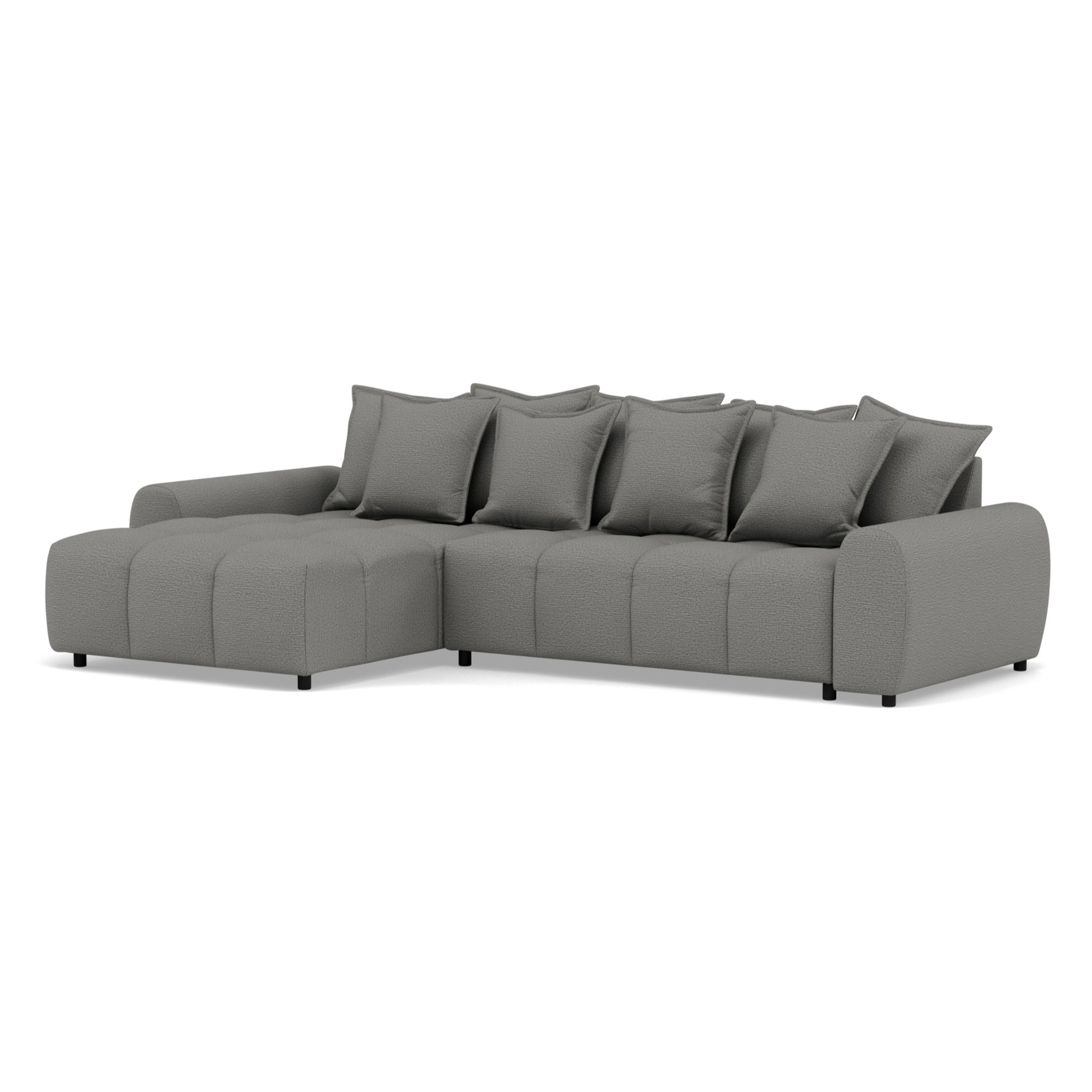 Adelaide - canapé d'angle réversible 4 places avec pouf d'appoint en tissu texturé - Gris