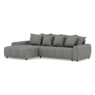 Adelaide - canapé d'angle réversible 4 places avec pouf d'appoint en tissu texturé - Gris
