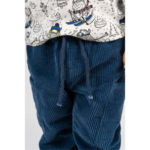 Pantaloni Blu Baby In Velluto A Coste