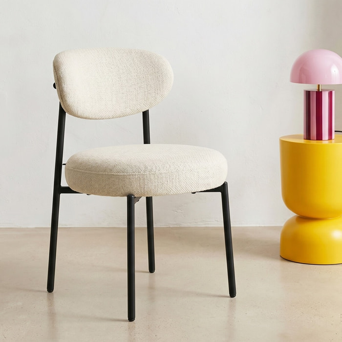 Lot de 2 chaises de salle à manger en tissu chenille - ORLA