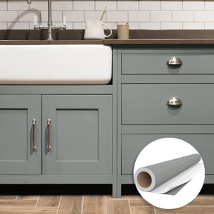 Rouleau adhésif décoratif Vinyle au Mètre - Gris tourterelle - Sticker Lavable Imperméable Mur Cuisine Meubles