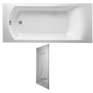 Baignoire Ove + pare bain chromé