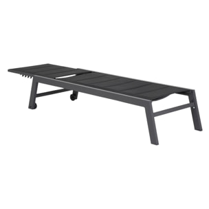 Lot de 2 bains de soleil BARBADOS en textilène noir - aluminium gris anthracite