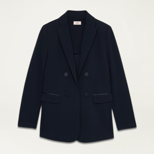 Oltre - Blazer con detalles de raso - Azul