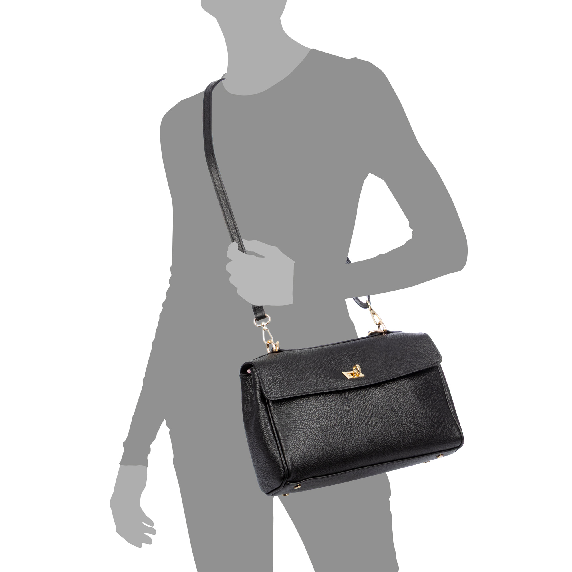 Azeglio borsa a tracolla donna. Pelle autentica Dollaro.