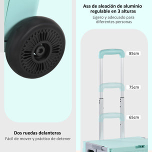 Carrito de la Compra Plegable Carrito para Supermercado con 2 Ruedas Longitud de Mango Ajustable Capacidad 32 Litros para Oficina Escuela Hogar 41,5x32,5x85 cm Verde