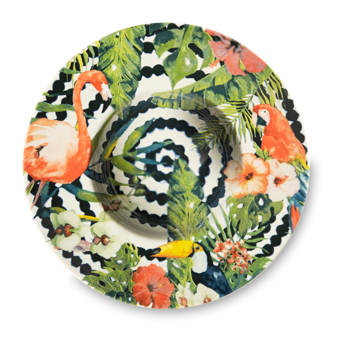Set de 6 assiettes creuses Excelsa – Tropical Chic, Céramique Multicolore