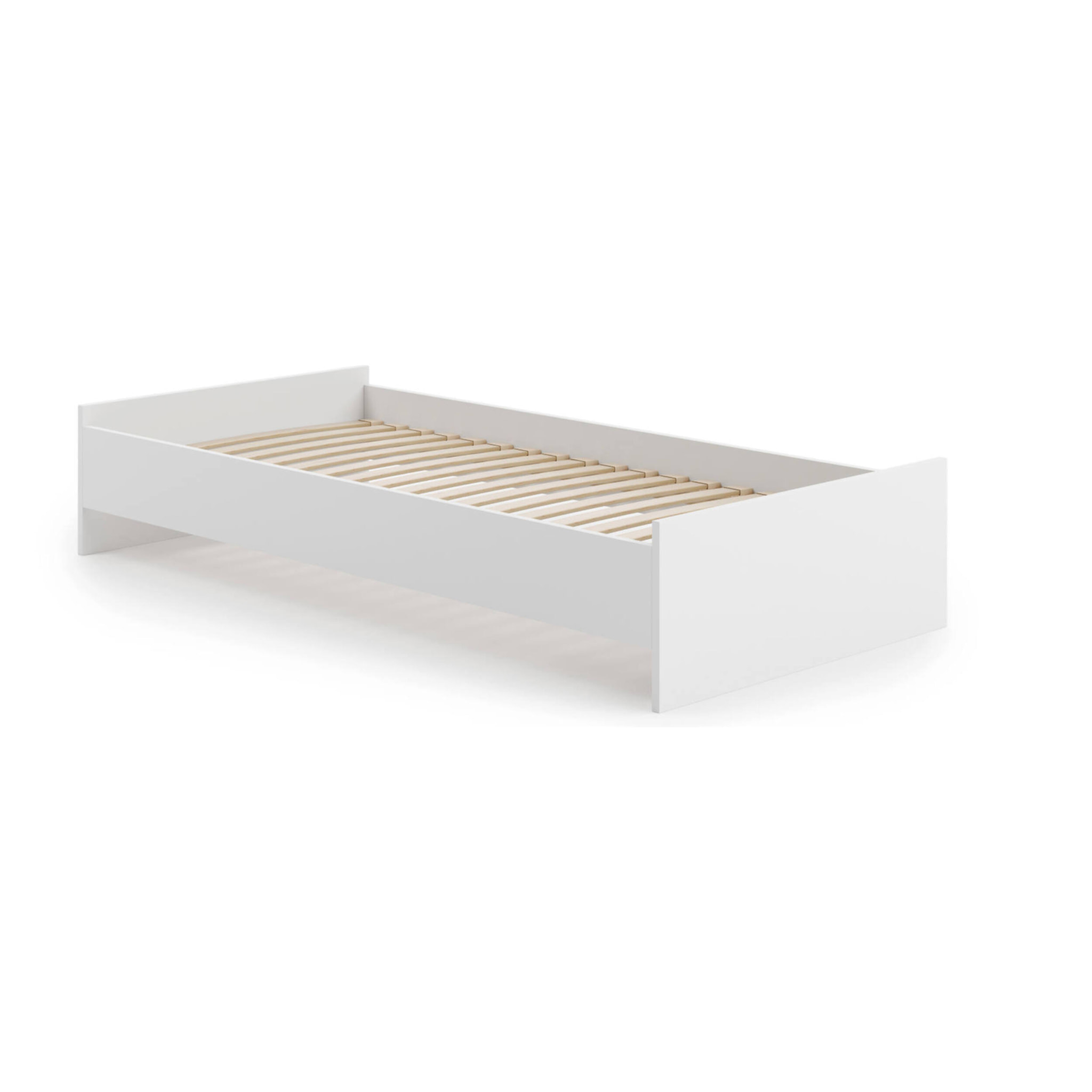 Letto singolo moderno con testiera, letto a una piazza adatto a materasso da 90x190 cm, colore Bianco