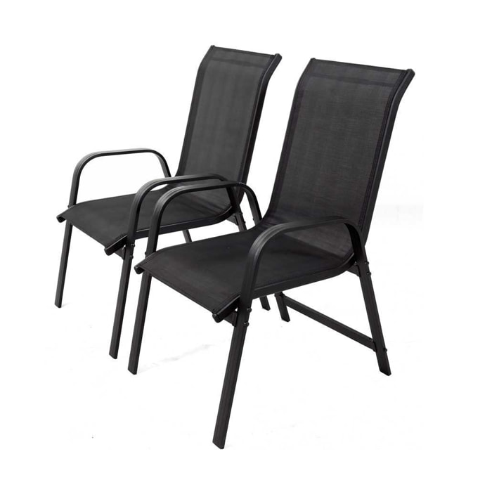 Lot de 2 fauteuils de jardin "Porto" alu/textilène - Noir