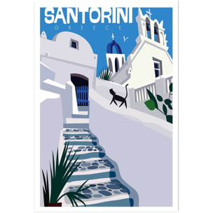 Poster de santorini blanc bleu Affiche seule
