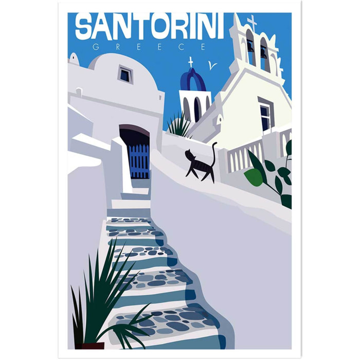 Poster de santorini blanc bleu Affiche seule