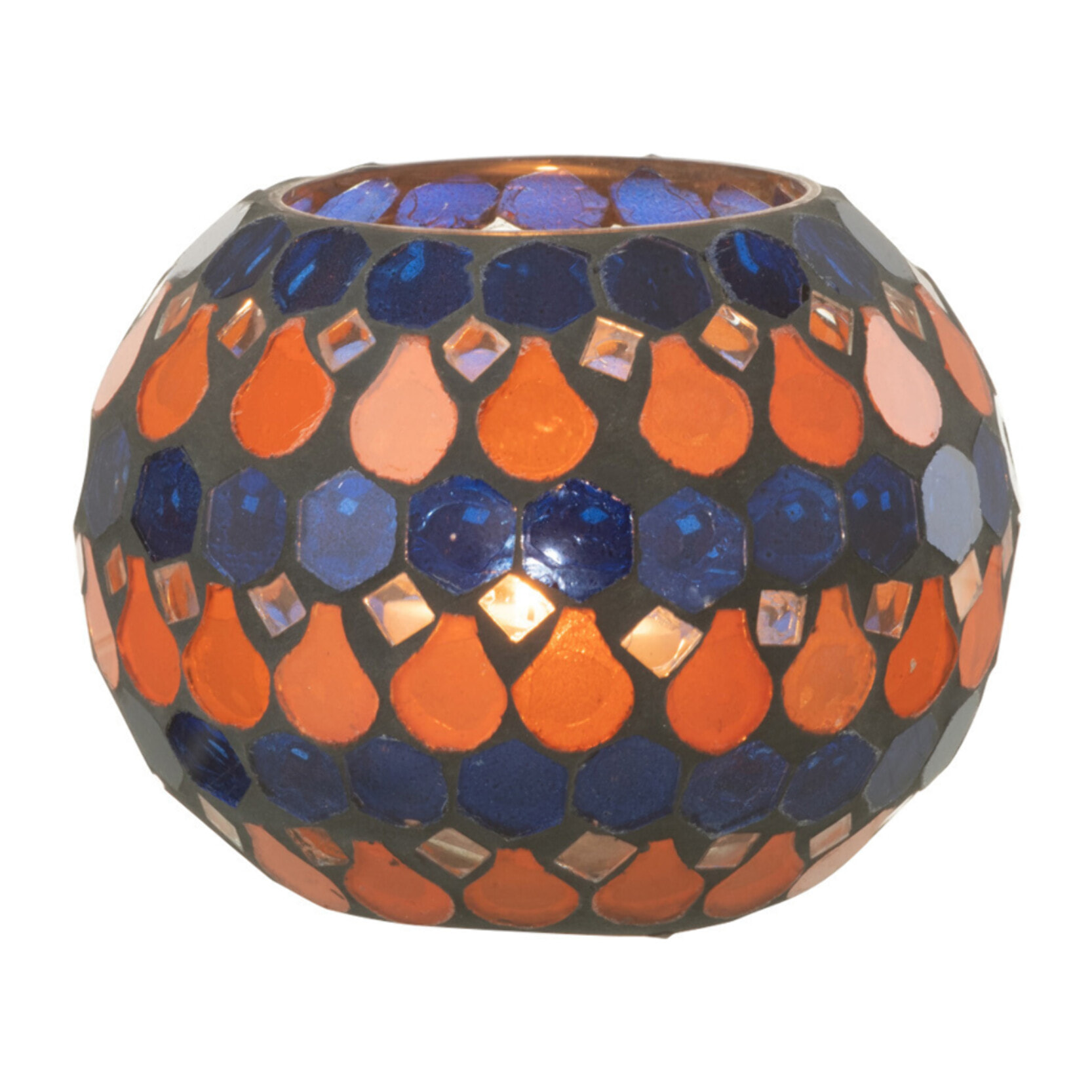 J-Line Photophore Mosaic Goutte Verre Orange/Bleu Small