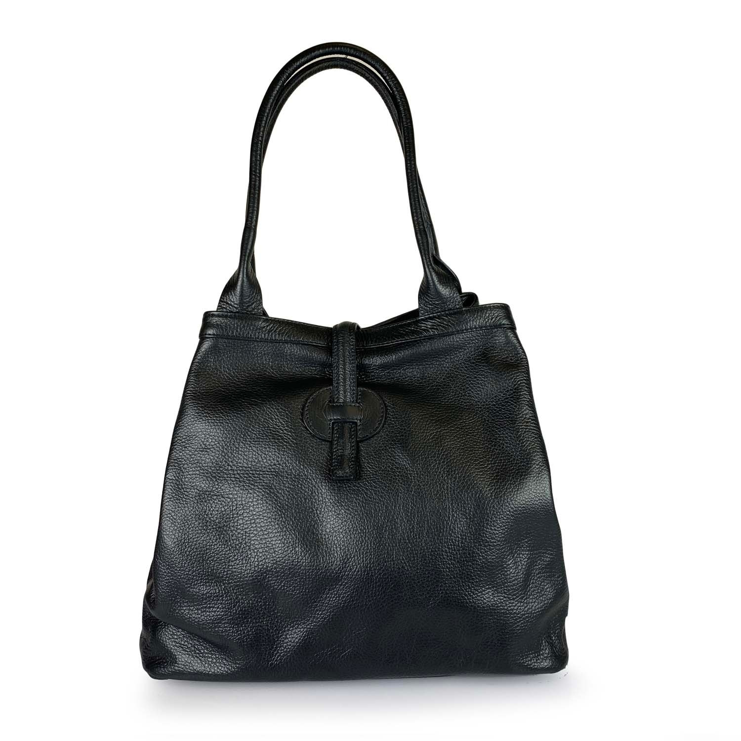 Borse Donna colore Nero-in pelle Made in Italy 42 x 38 x 6cm