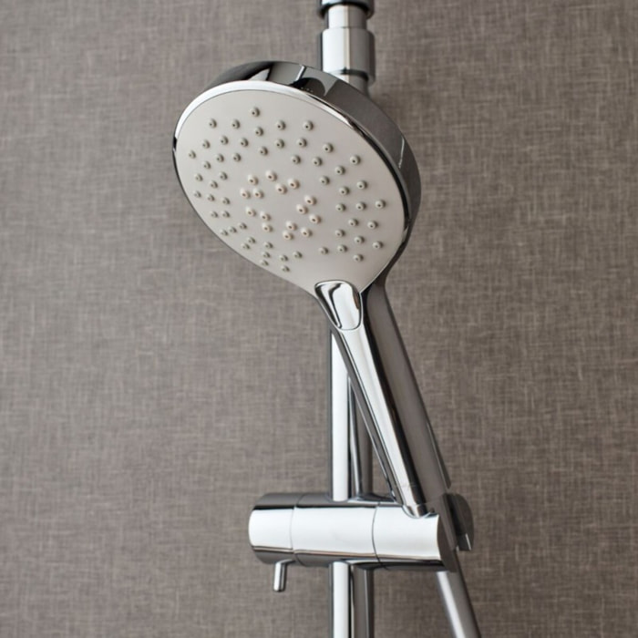 Pommeau de douche Metro 3 jets chromé + flexible