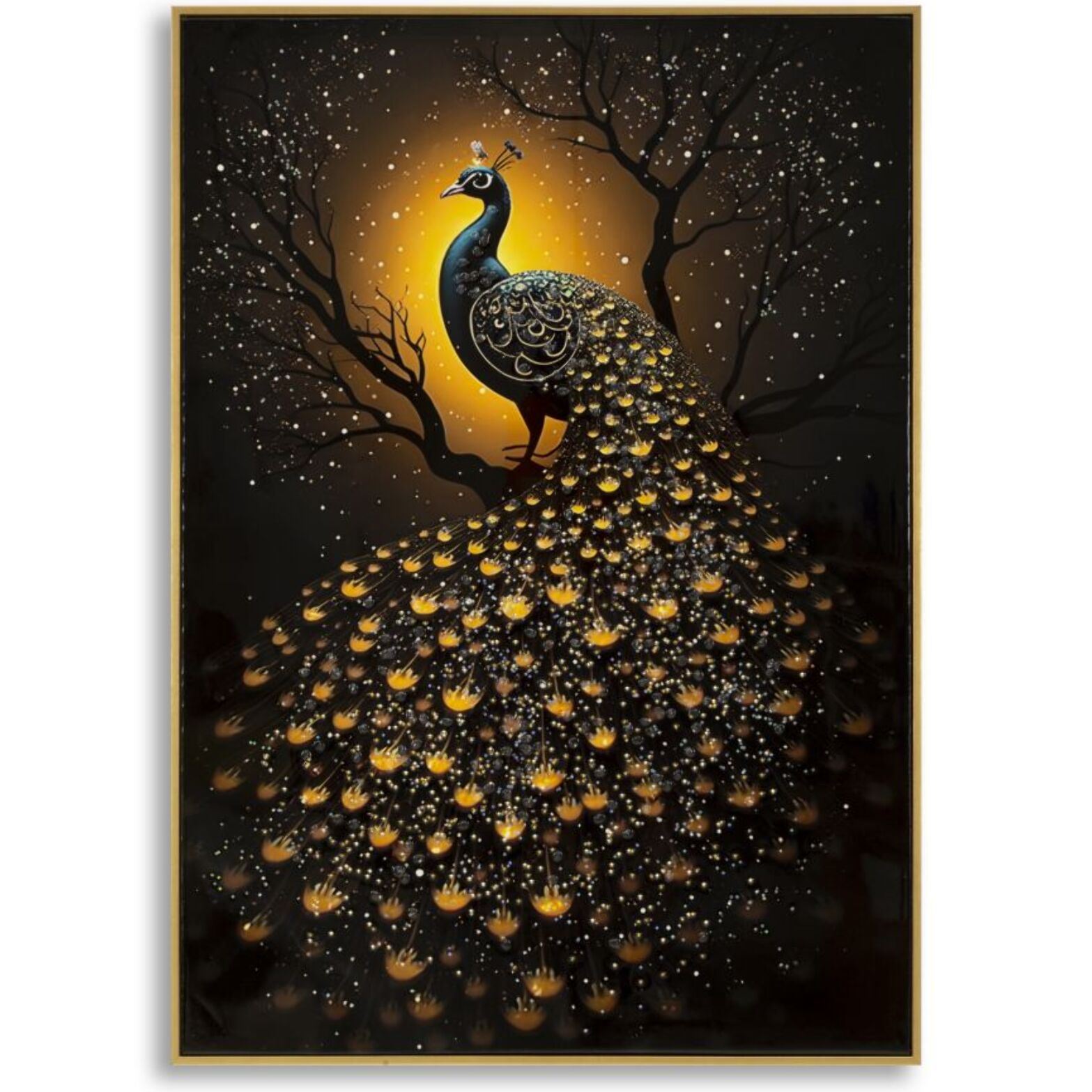 STAMPA DECORATA SU TELA LACCATA C/CORNICE 
PEACOCK CM 70X4
X100