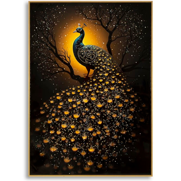 STAMPA DECORATA SU TELA LACCATA C/CORNICE 
PEACOCK CM 70X4
X100