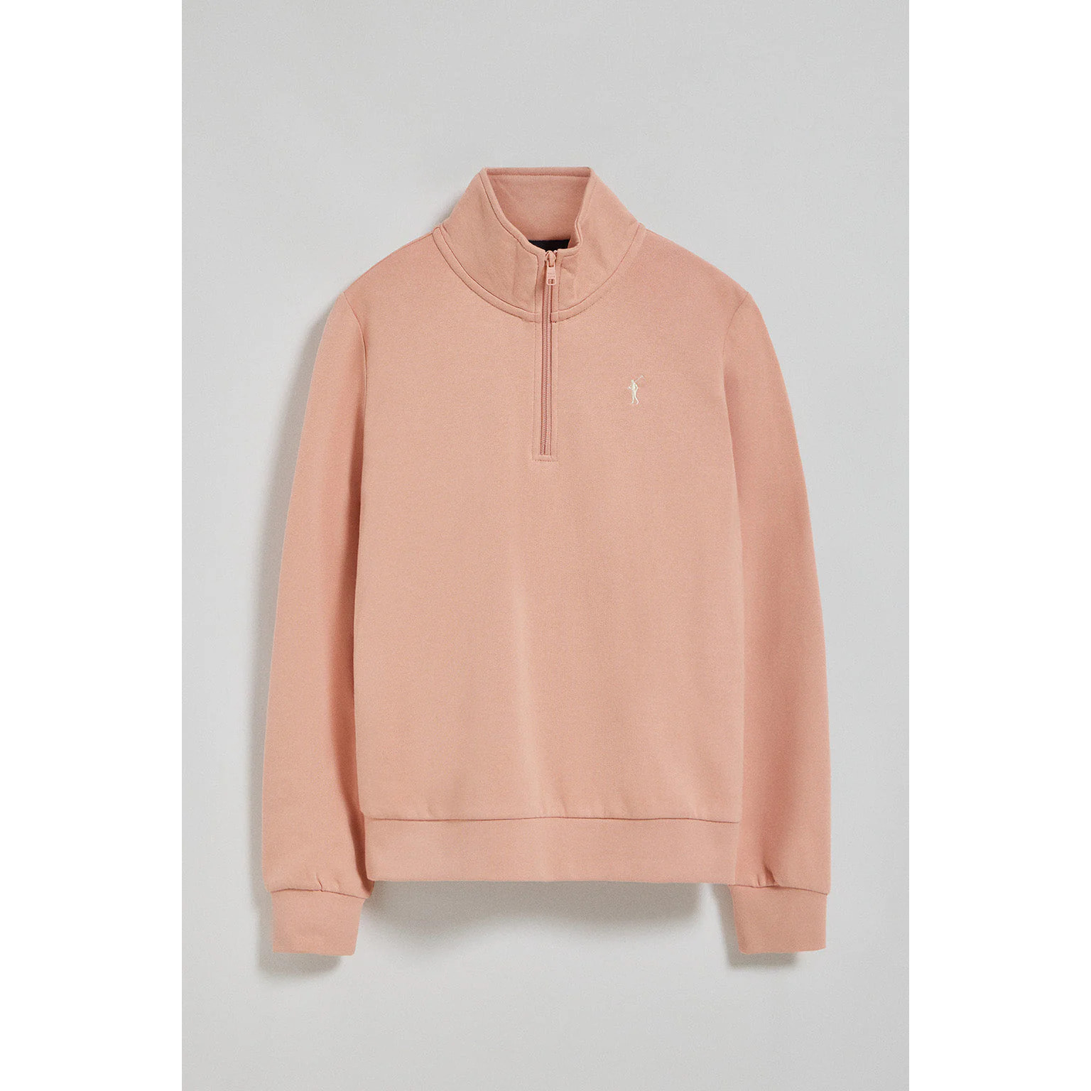 Sudadera de media cremallera rosa palo con logo Rigby Go