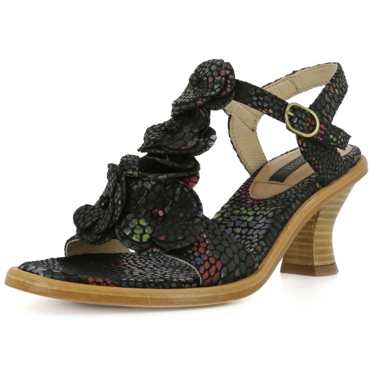 Sandalias con tacón S982 FANTASY FLORAL BLACK / NEGREDA color Floral black