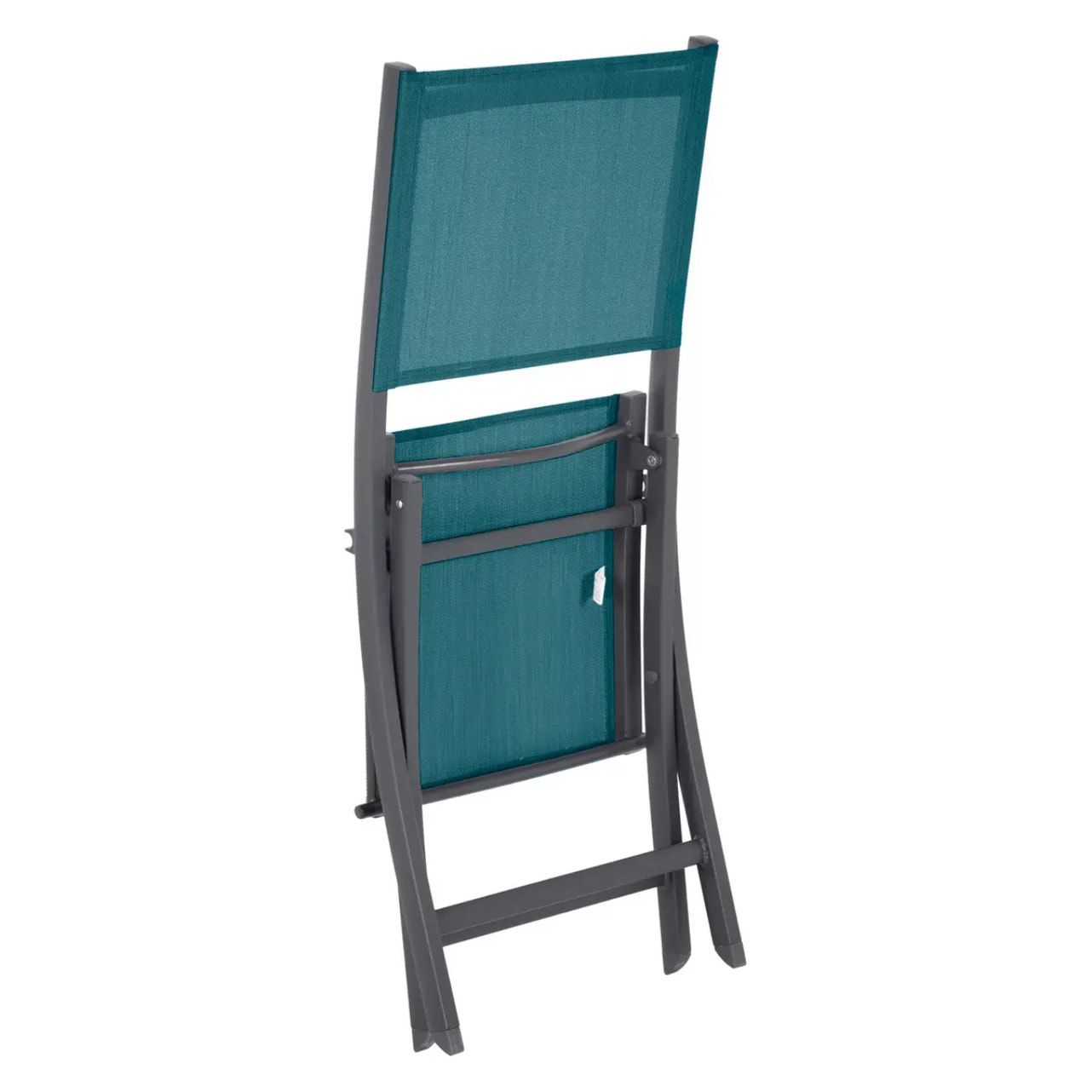 Lot de 4 chaises de jardin pliantes "Essentia" bleu canard & graphite en aluminium traité époxy