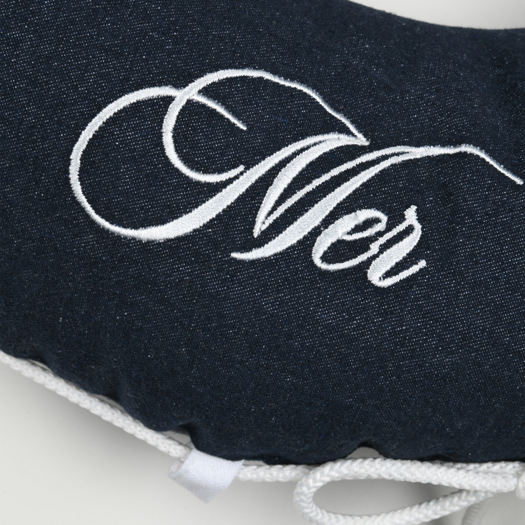 Coussin bouée polycoton décoratif esprit bord de mer - Bleu Marine