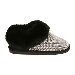 Botines negros de microfibra con pedrería