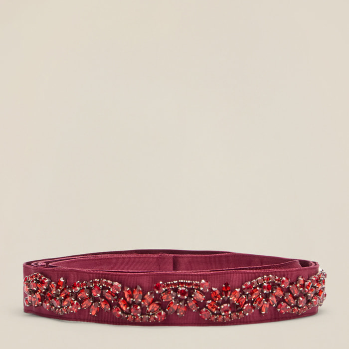 Oltre - Cintura in tessuto con applicazioni - Bordeaux