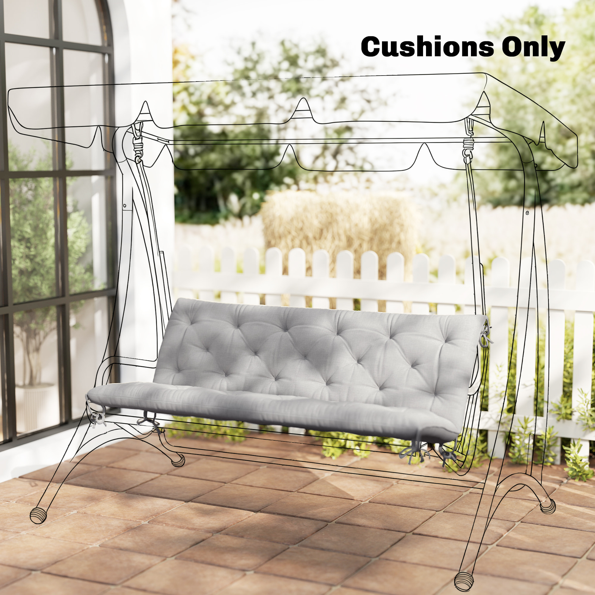 Coussin matelas assise dossier pour banc de jardin balancelle canapé 3 places grand confort 150 x 98 x 8 cm gris