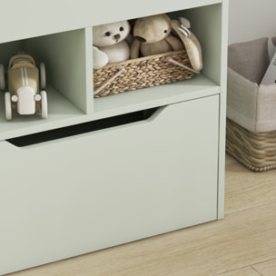 Bibliothèque étagère multi-rangement 3 étagères 2 niches grand tiroir MDF vert clair