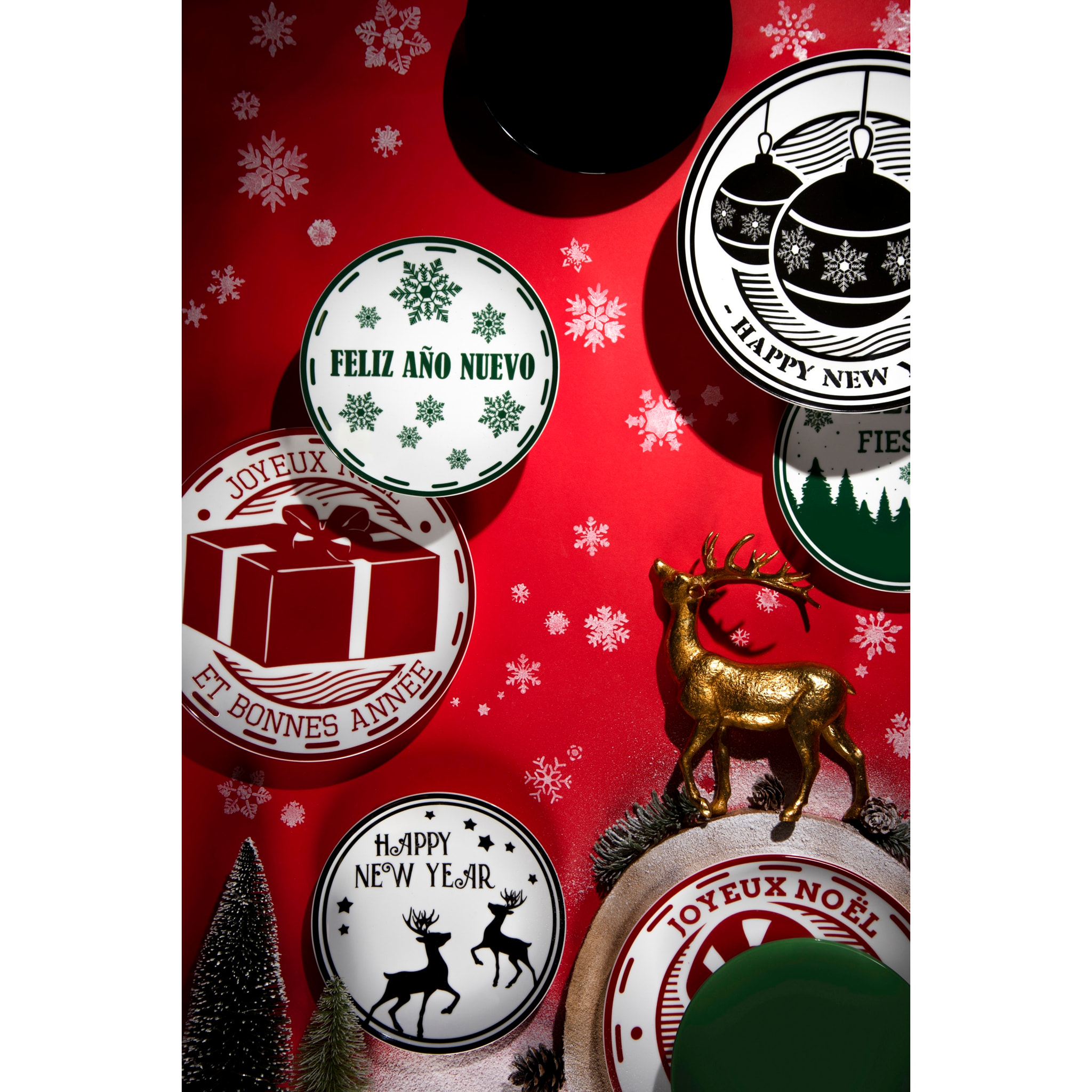 Service de table 18 pièces Excelsa - Christmas Stamp, porcelaine et grès multicolore