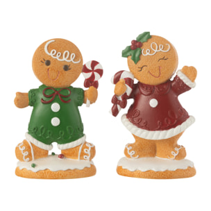 J-Line décoration Pain D'épice Garçon + Fille Bonbon - polyrésine - mix - small - 2 pcs