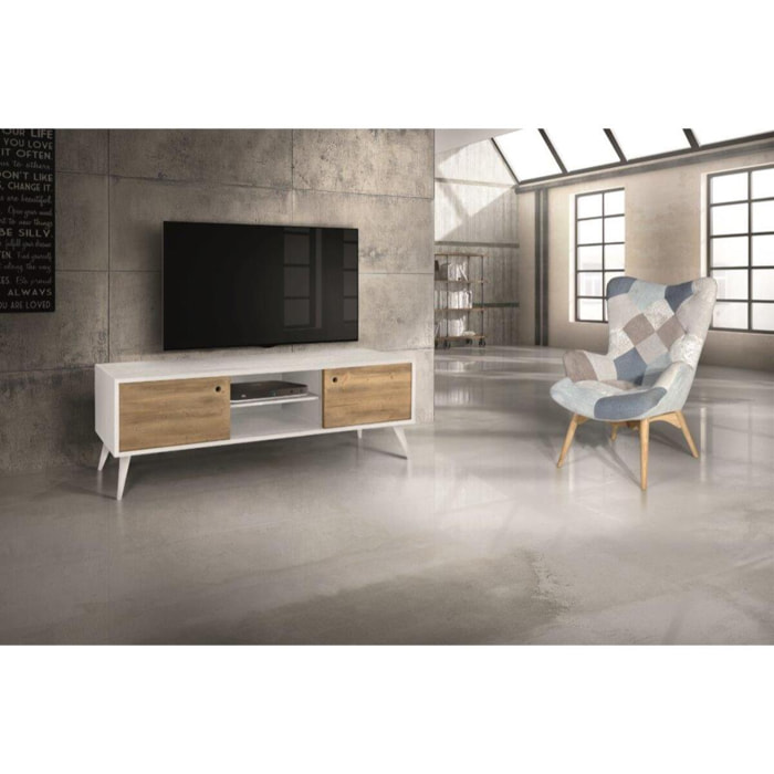 Porta TV SOFFIANO in abete spazzolato 160x45 cm H 55 cm