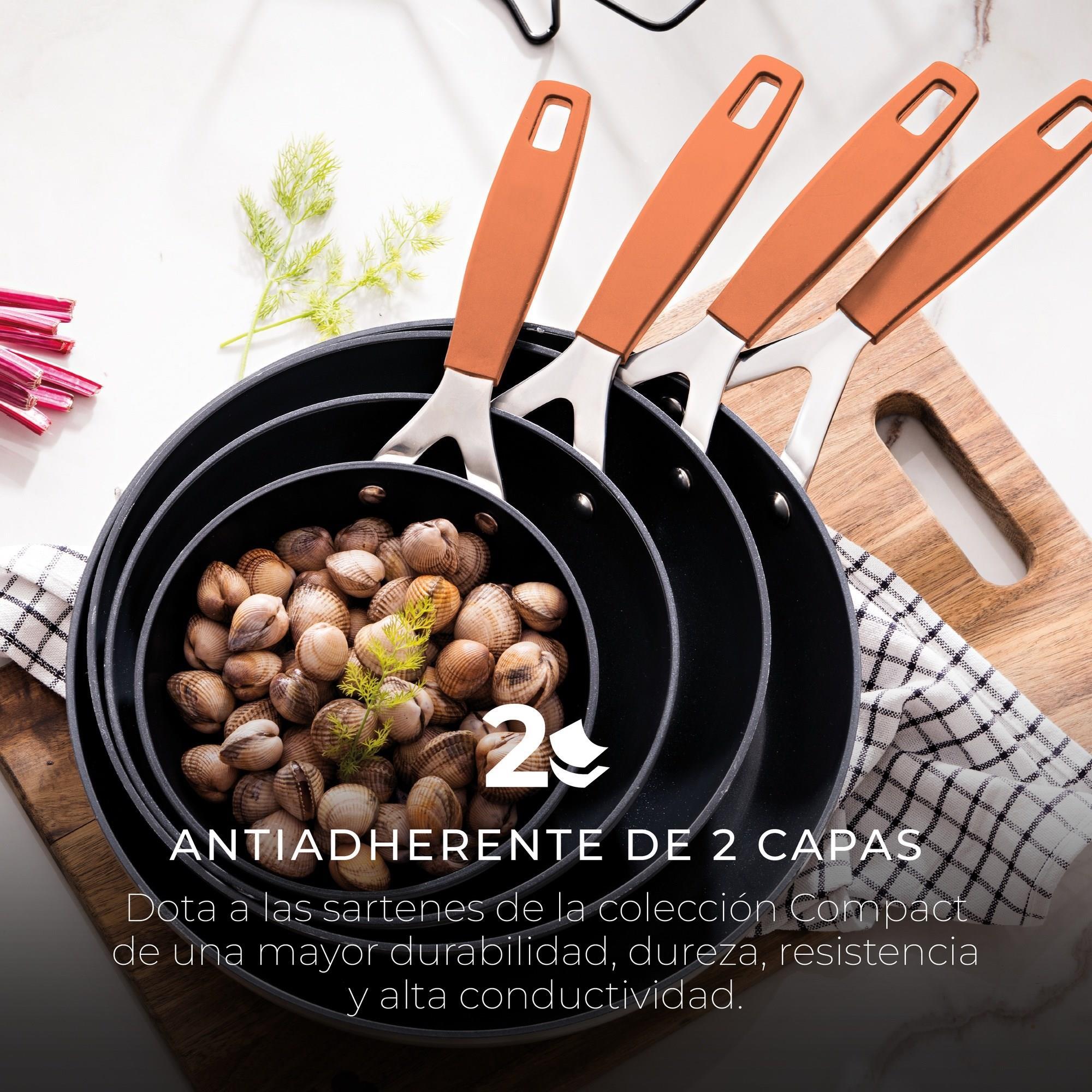 Juego de Sartén Asador 28x28cm + Wok Ø28cm en aluminio forjado para inducción COMPACT San Ignacio