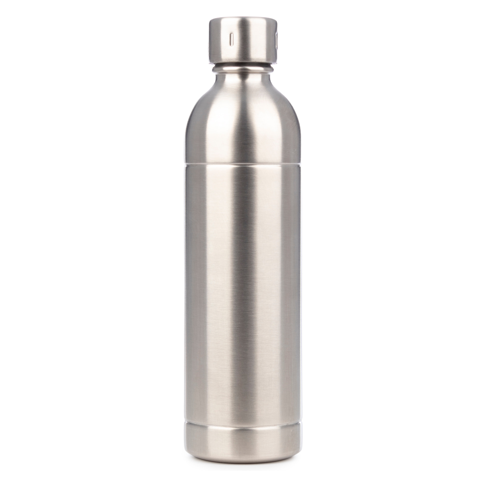 Botella reutilizable de 1 litro íntegramente en acero inoxidable, resistente y duradera.