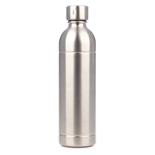 Botella reutilizable de 1 litro íntegramente en acero inoxidable, resistente y duradera.
