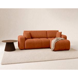 Nicole - canapé d'angle réversible 4 places convertible avec coffre en tissu - Rouille
