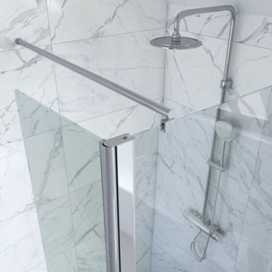 Paroi de douche a l'italienne - 90x200cm + Barre de fixation recoupable+ Volet pivotant