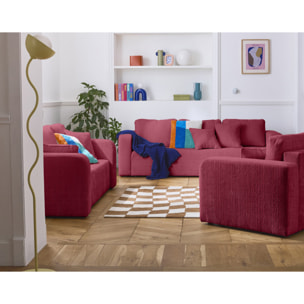 Miro - canapé droit 3 places - convertible avec coffre - en velours texturé - Prune