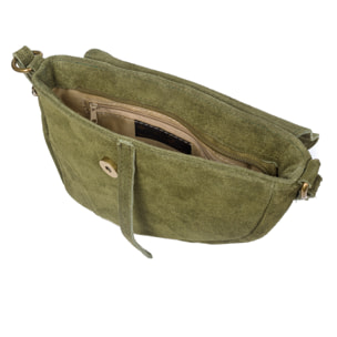 FIRENZE ARTEGIANI Borsa a Spalla da Donna Susanna Vera Pelle Scamosciata Made in Italy 22x7x17 Cm. Colore: verde scuro