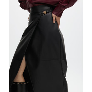 Gonna a matita effetto pelle con dettaglio laterale
