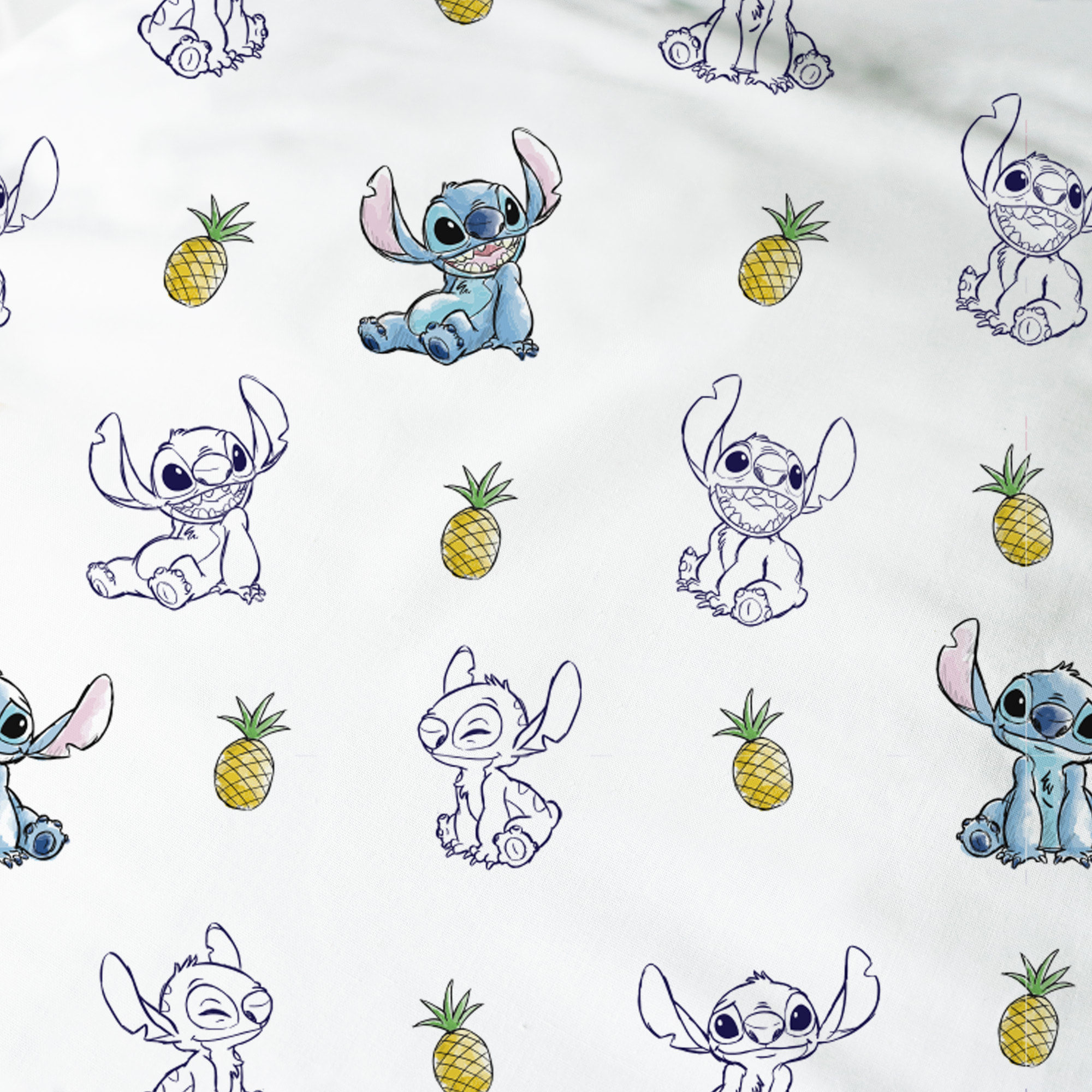 Parure de lit imprimée 100% coton, DISNEY HOME STITCH ANANAS