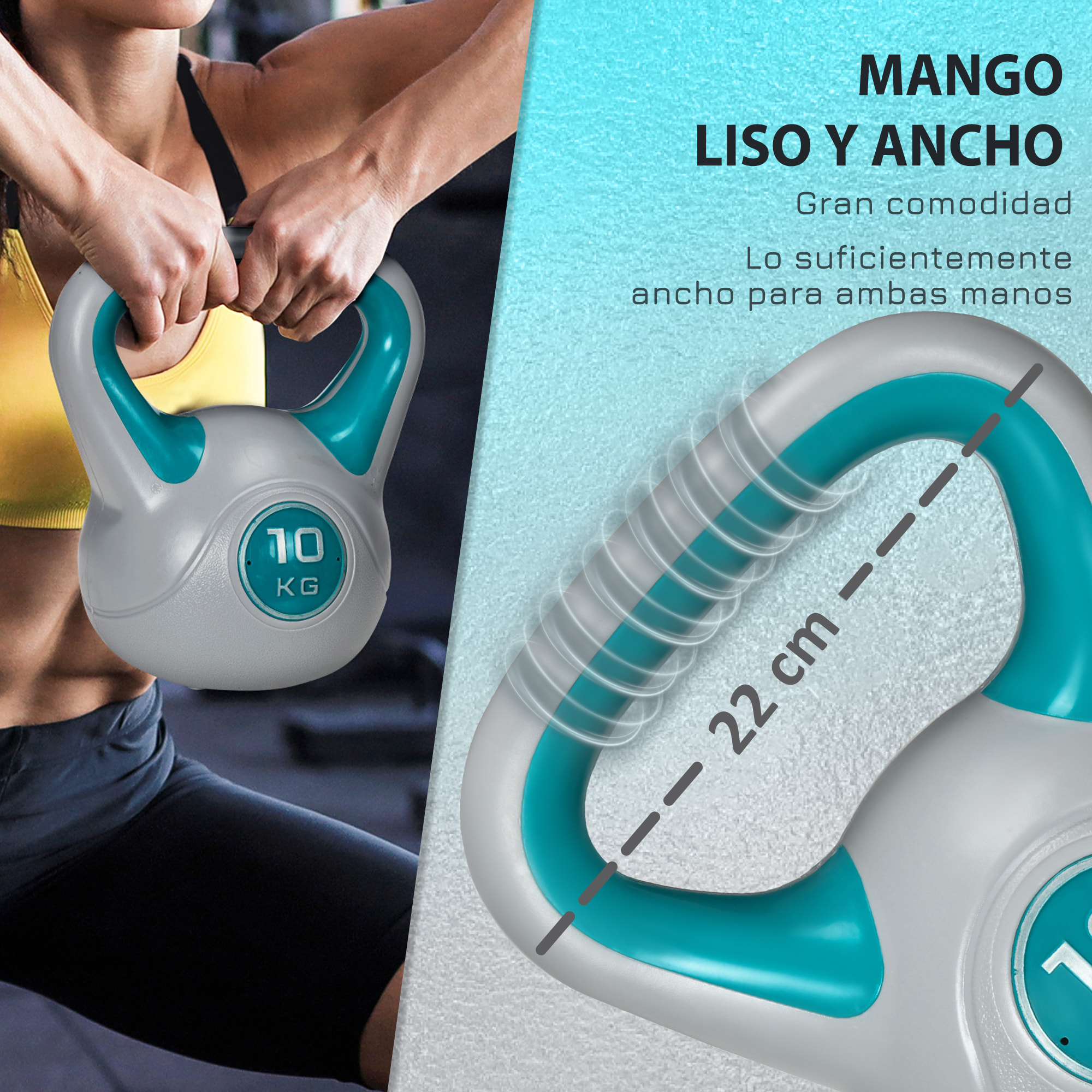 Conjunto de 2 Pesas Rusas de 10 kg 8 kg Kettlebell de Fiteness con Relleno de Arena Mango Ancho para Ejercicios y Entrenamiento en Casa y Gimnasio 22x16x26 cm 20x14x24 cm Azul y Naranja